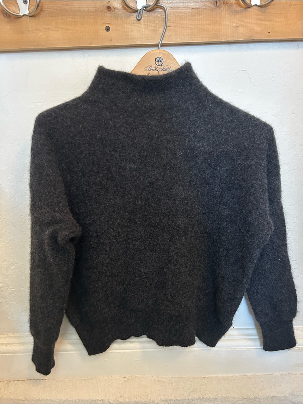 Tahari Charcoal Fuzzy Mock Neck Sweater